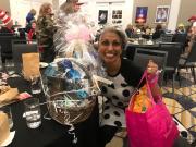 Vimi with the prize baskets for our winning table centrepieces